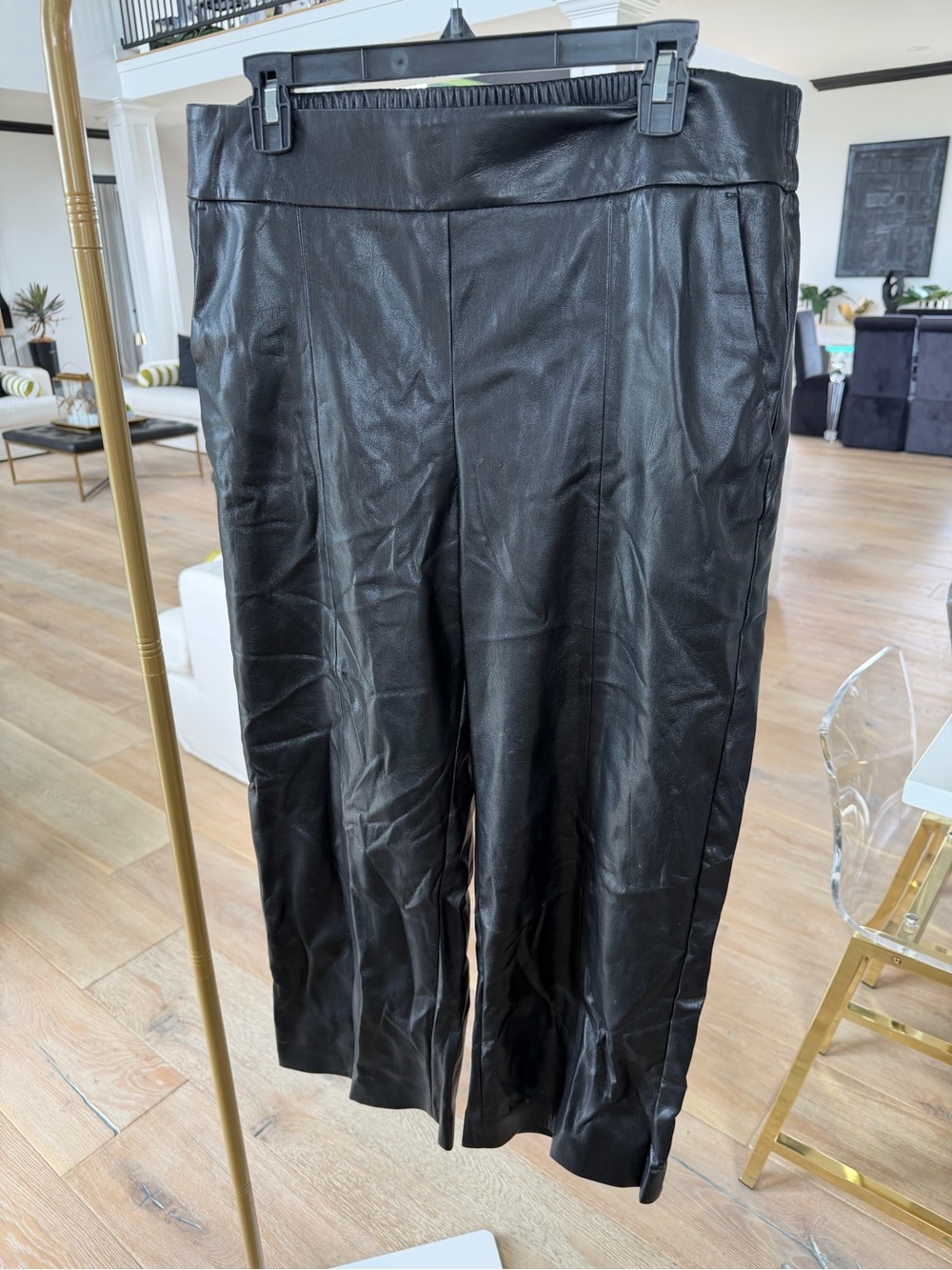 Chico's Black Faux Leather Waistband Detail Pants